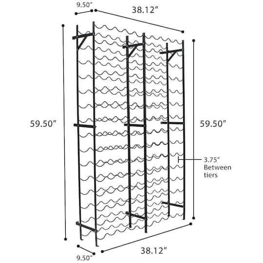 Sorbus Black 150-Bottle Freestanding Metal Wine Rack